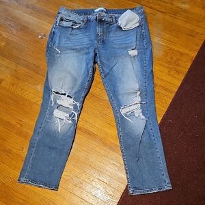 KanCan Blue Straight Leg Jeans Distressed